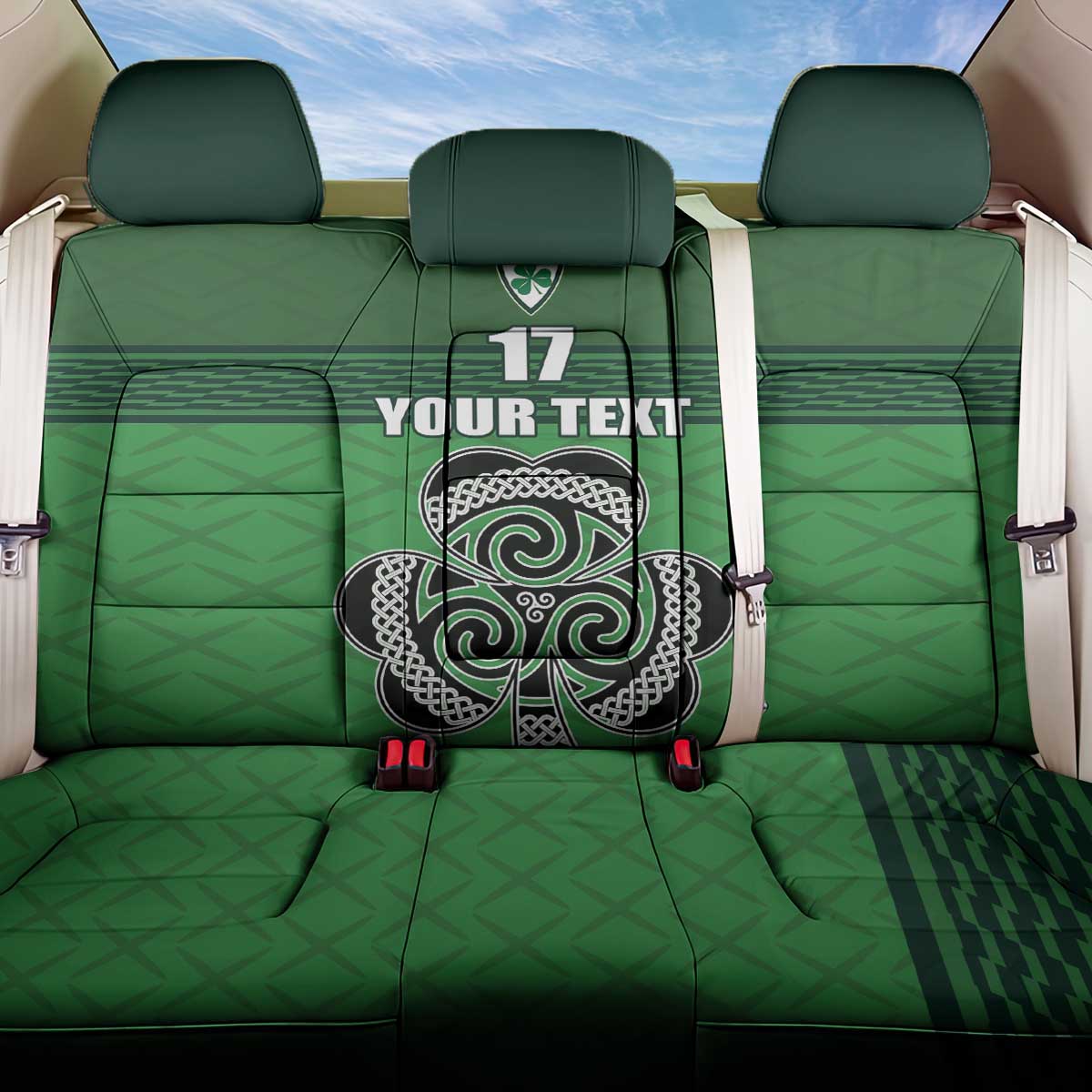 Custom Ireland Football Back Car Seat Cover Celtic Knot with Shamrock