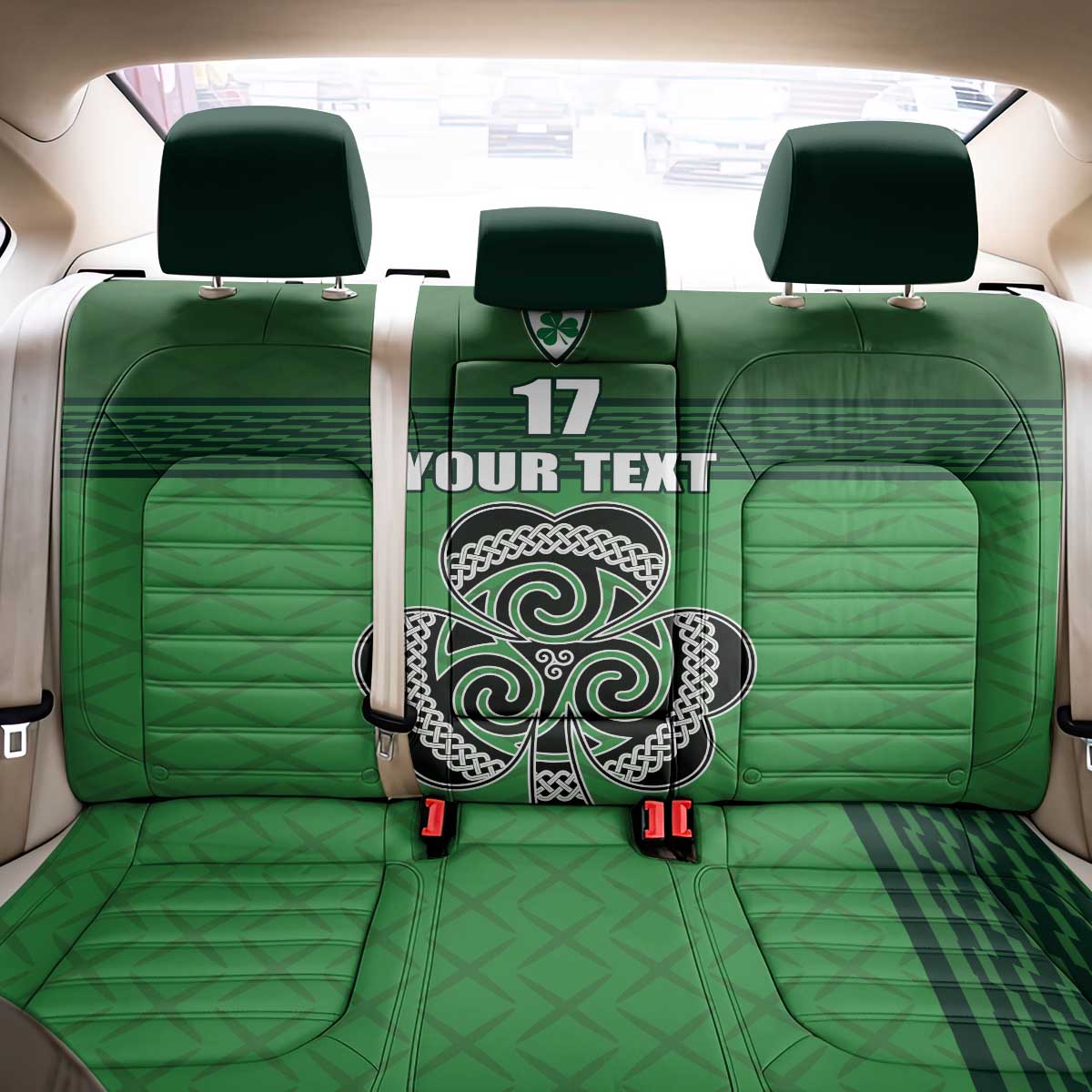 Custom Ireland Football Back Car Seat Cover Celtic Knot with Shamrock
