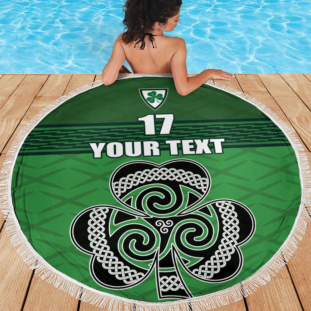 Custom Ireland Football Beach Blanket Celtic Knot with Shamrock
