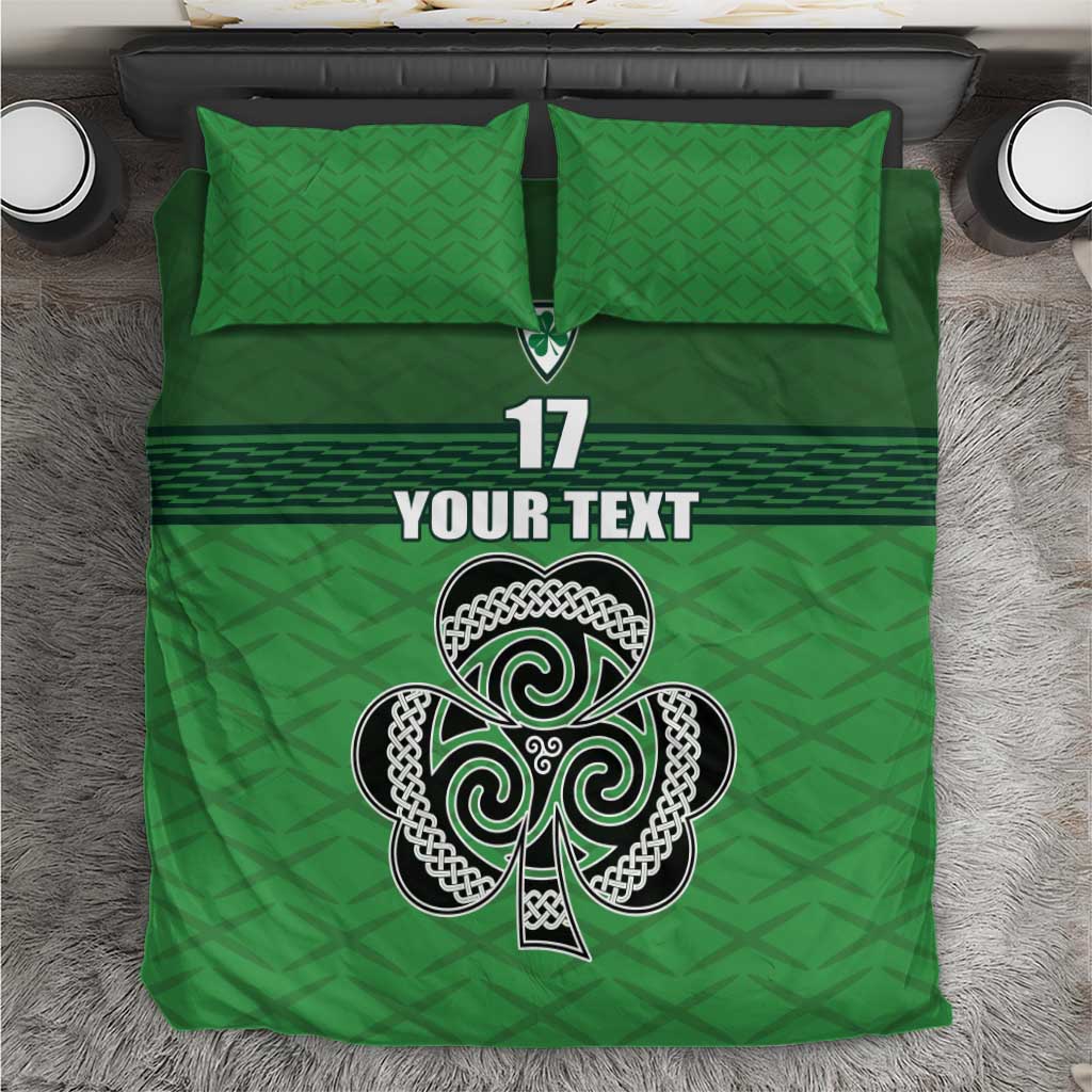 Custom Ireland Football Bedding Set Celtic Knot with Shamrock
