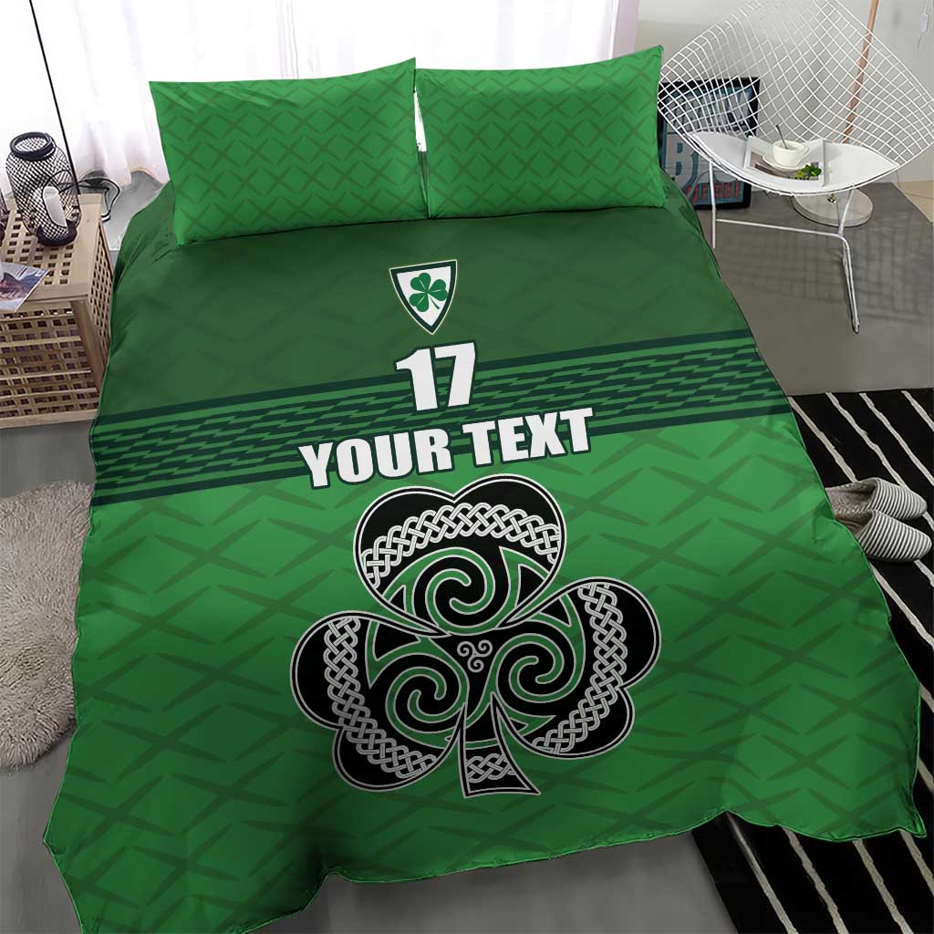 Custom Ireland Football Bedding Set Celtic Knot with Shamrock