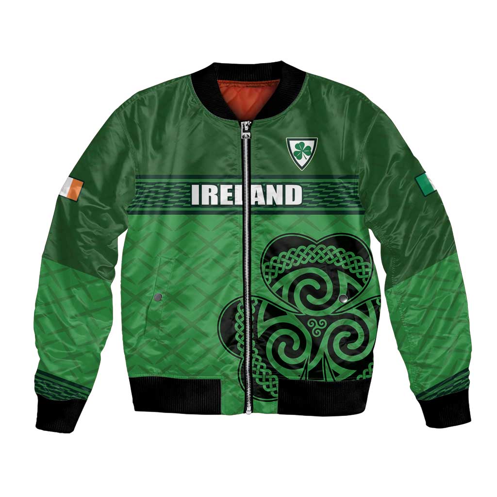 Custom Ireland Football Bomber Jacket Celtic Knot with Shamrock