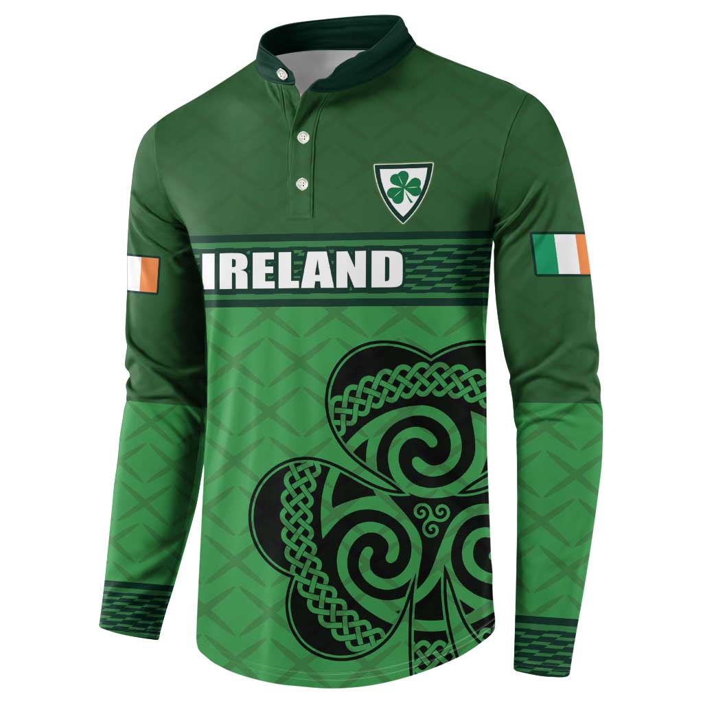 Custom Ireland Football Button Sweatshirt Celtic Knot with Shamrock