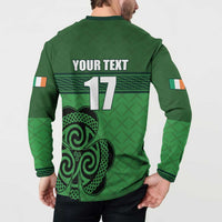 Custom Ireland Football Button Sweatshirt Celtic Knot with Shamrock