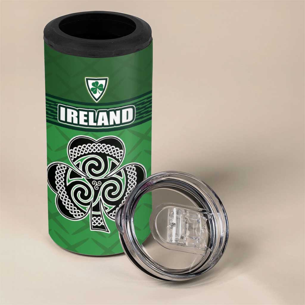 Custom Republic of Ireland Football 4 in 1 Can Cooler Tumbler Celtic Knot with Shamrock