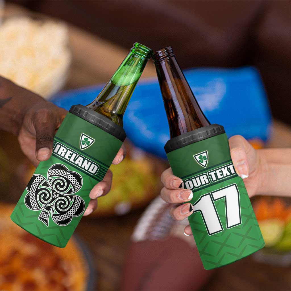 Custom Republic of Ireland Football 4 in 1 Can Cooler Tumbler Celtic Knot with Shamrock