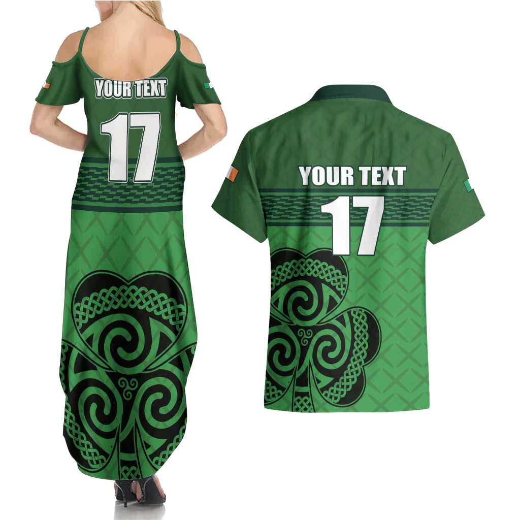 Custom Ireland Football Couples Matching Summer Maxi Dress and Hawaiian Shirt Celtic Knot with Shamrock