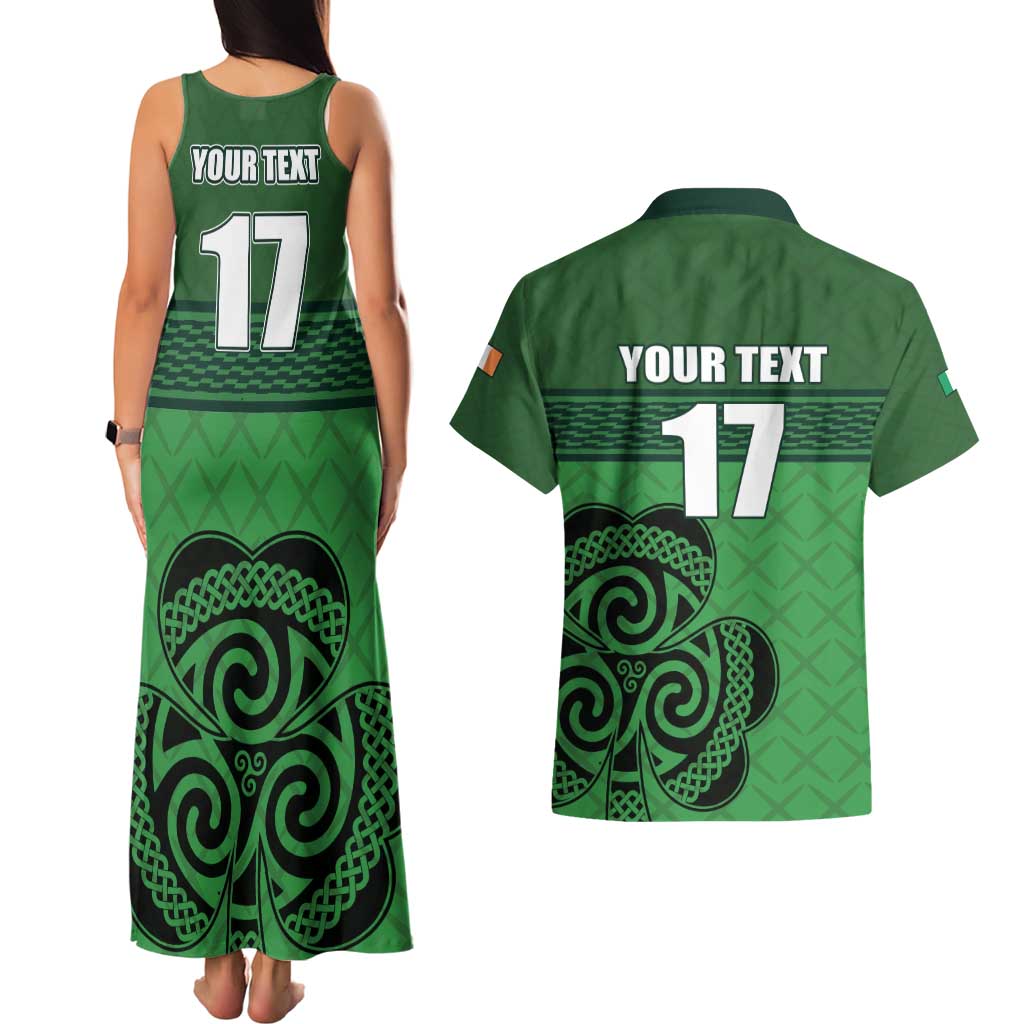 Custom Ireland Football Couples Matching Tank Maxi Dress and Hawaiian Shirt Celtic Knot with Shamrock