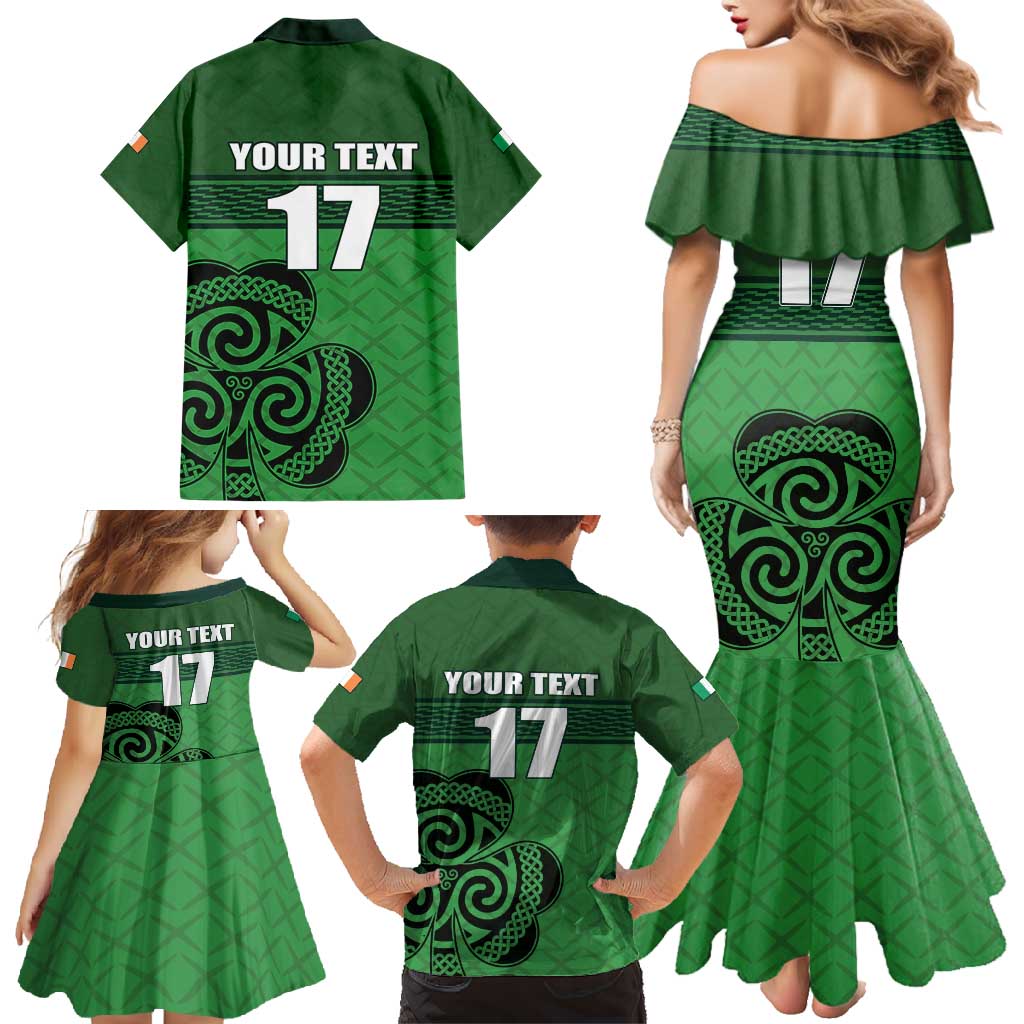 Custom Ireland Football Family Matching Mermaid Dress and Hawaiian Shirt Celtic Knot with Shamrock