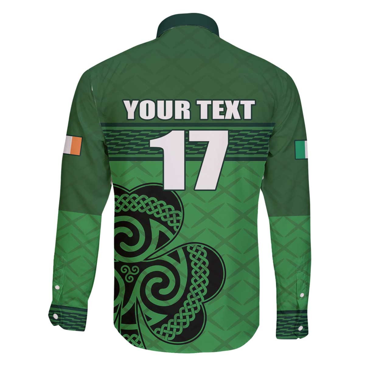 Custom Ireland Football Family Matching Off The Shoulder Long Sleeve Dress and Hawaiian Shirt Celtic Knot with Shamrock