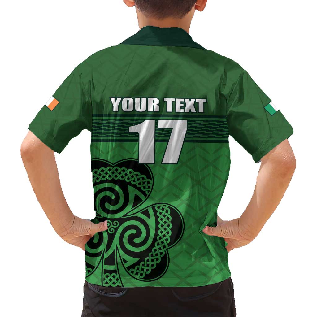 Custom Ireland Football Family Matching Off Shoulder Short Dress and Hawaiian Shirt Celtic Knot with Shamrock
