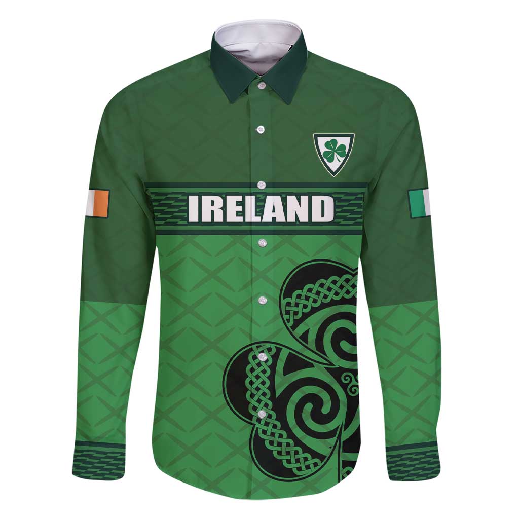 Custom Ireland Football Family Matching Short Sleeve Bodycon Dress and Hawaiian Shirt Celtic Knot with Shamrock