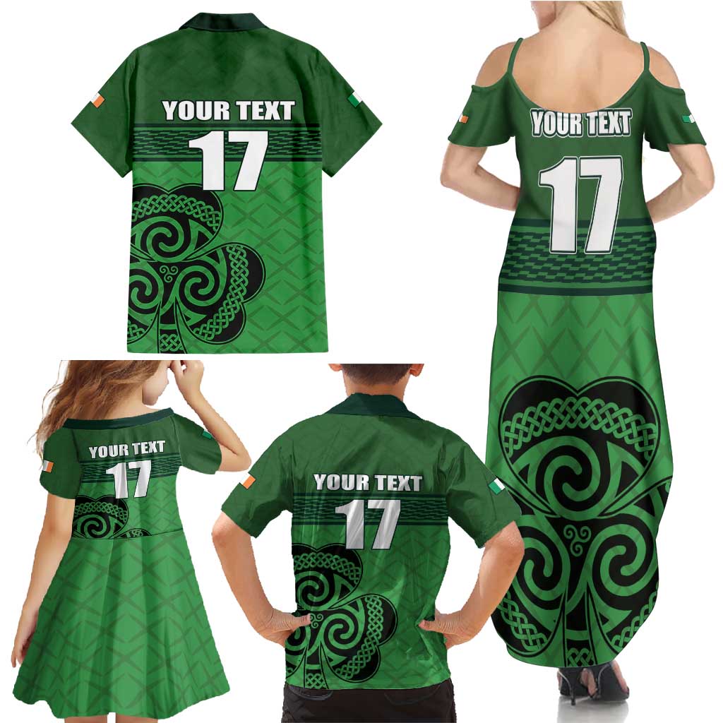 Custom Ireland Football Family Matching Summer Maxi Dress and Hawaiian Shirt Celtic Knot with Shamrock