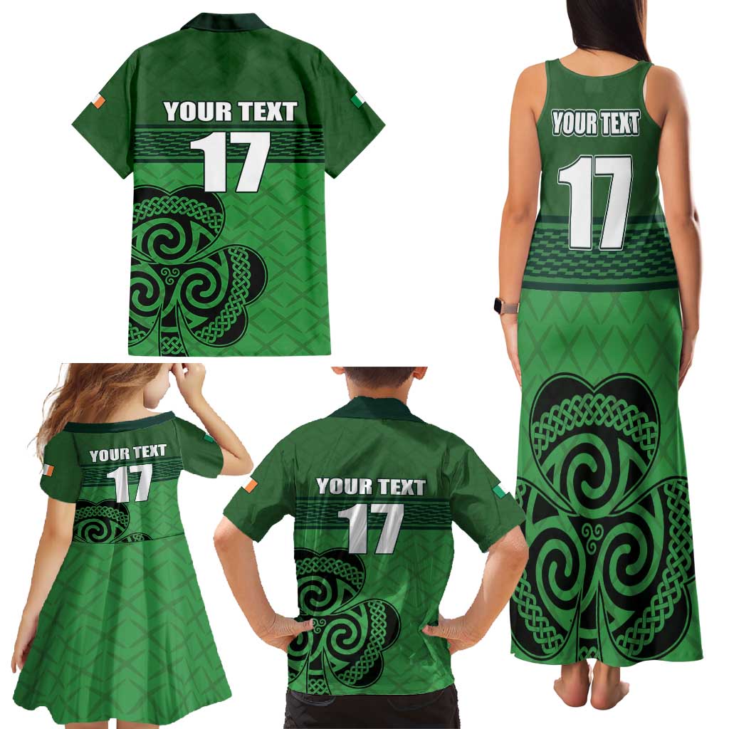 Custom Ireland Football Family Matching Tank Maxi Dress and Hawaiian Shirt Celtic Knot with Shamrock
