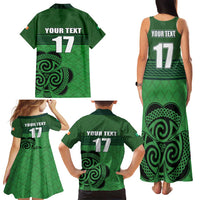 Custom Ireland Football Family Matching Tank Maxi Dress and Hawaiian Shirt Celtic Knot with Shamrock