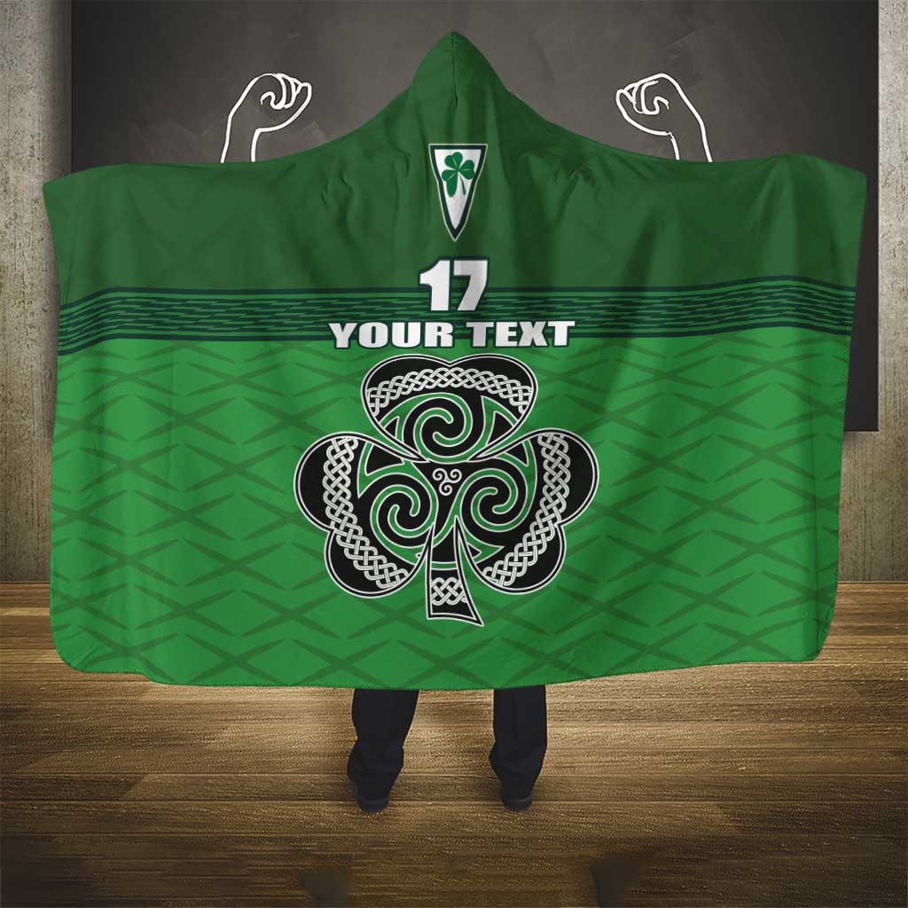 Custom Ireland Football Hooded Blanket Celtic Knot with Shamrock