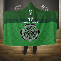 Custom Ireland Football Hooded Blanket Celtic Knot with Shamrock