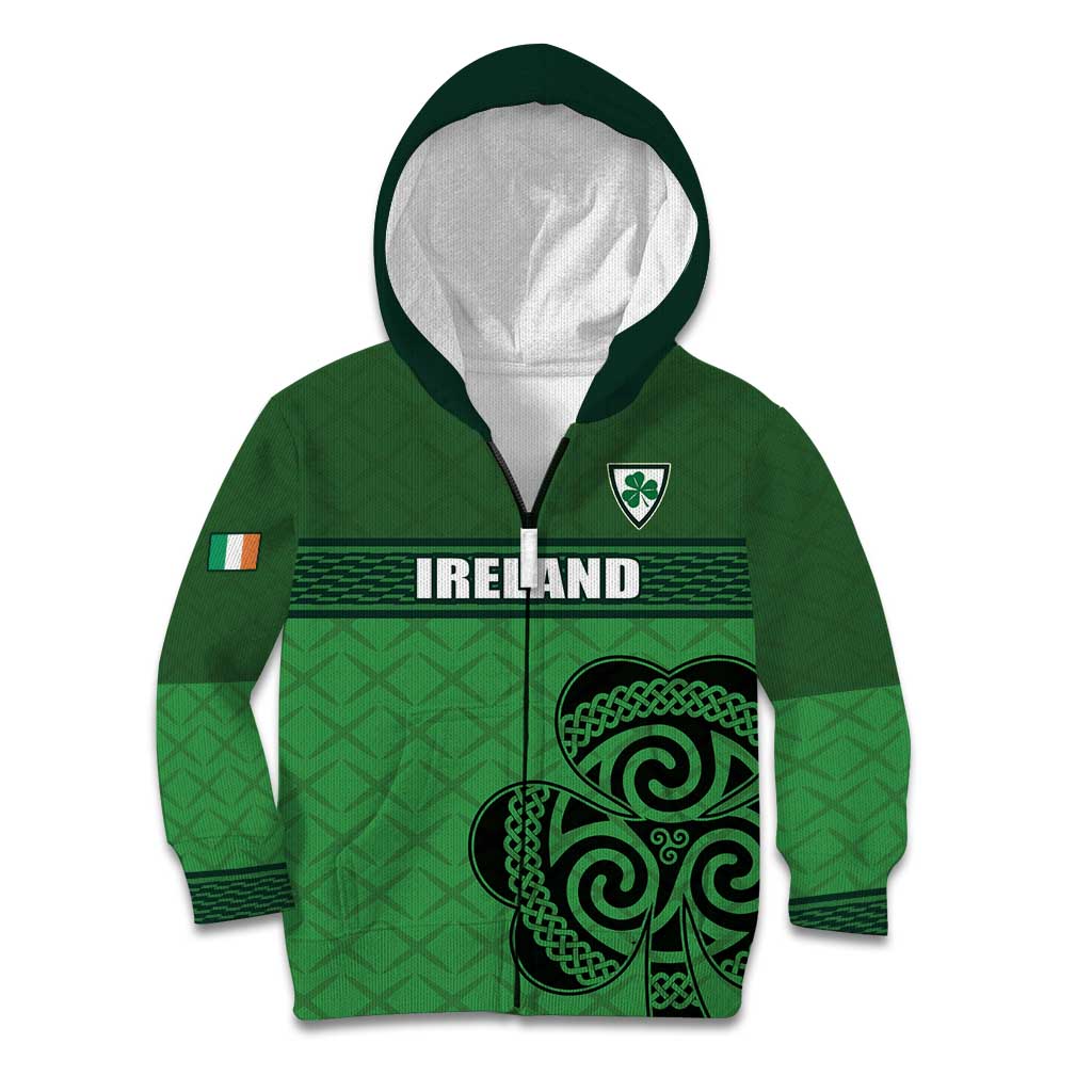 Custom Ireland Football Kid Hoodie Celtic Knot with Shamrock