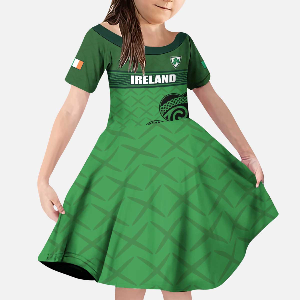 Custom Ireland Football Kid Short Sleeve Dress Celtic Knot with Shamrock
