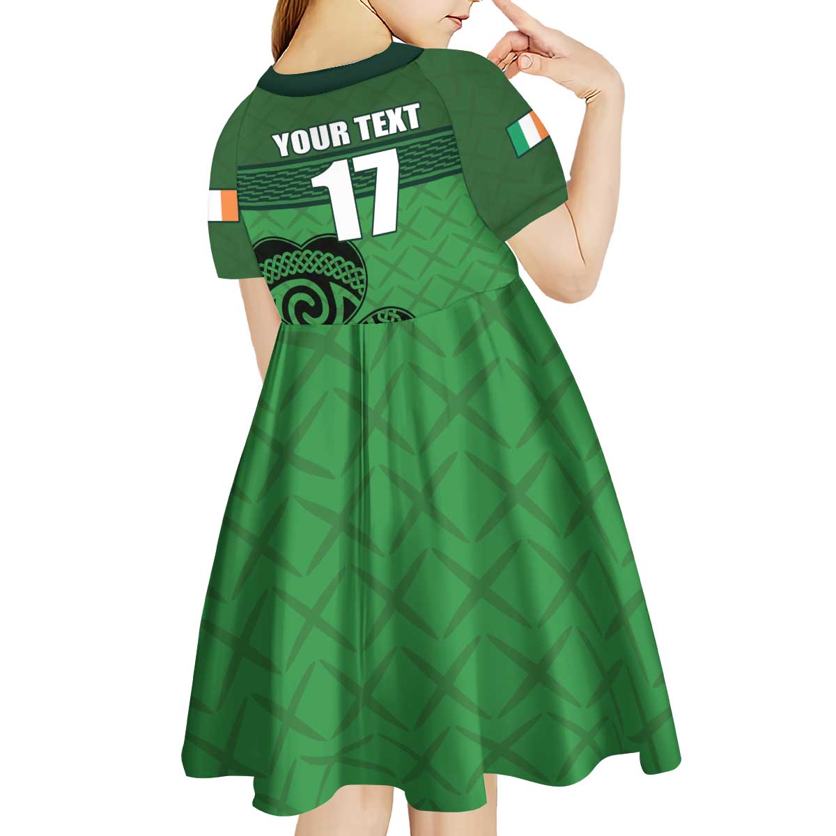 Custom Ireland Football Kid Short Sleeve Dress Celtic Knot with Shamrock