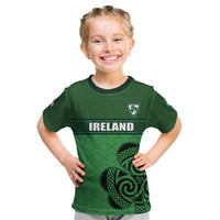 Custom Ireland Football Kid T Shirt Celtic Knot with Shamrock