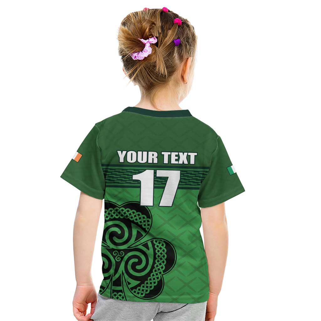 Custom Ireland Football Kid T Shirt Celtic Knot with Shamrock