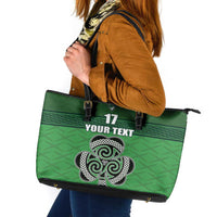 Custom Ireland Football Leather Tote Bag Celtic Knot with Shamrock