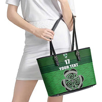 Custom Ireland Football Leather Tote Bag Celtic Knot with Shamrock