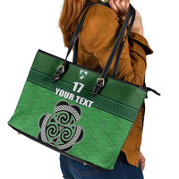 Custom Ireland Football Leather Tote Bag Celtic Knot with Shamrock