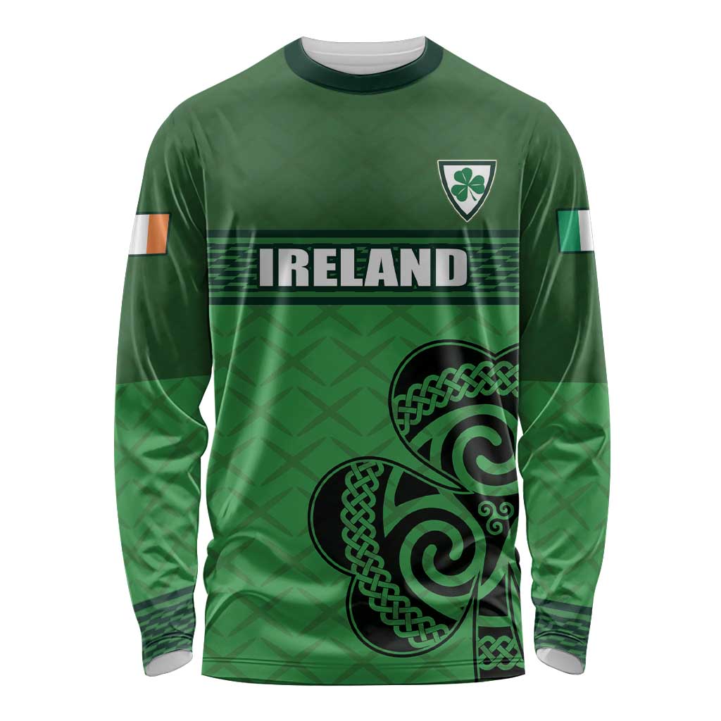 Custom Ireland Football Long Sleeve Shirt Celtic Knot with Shamrock