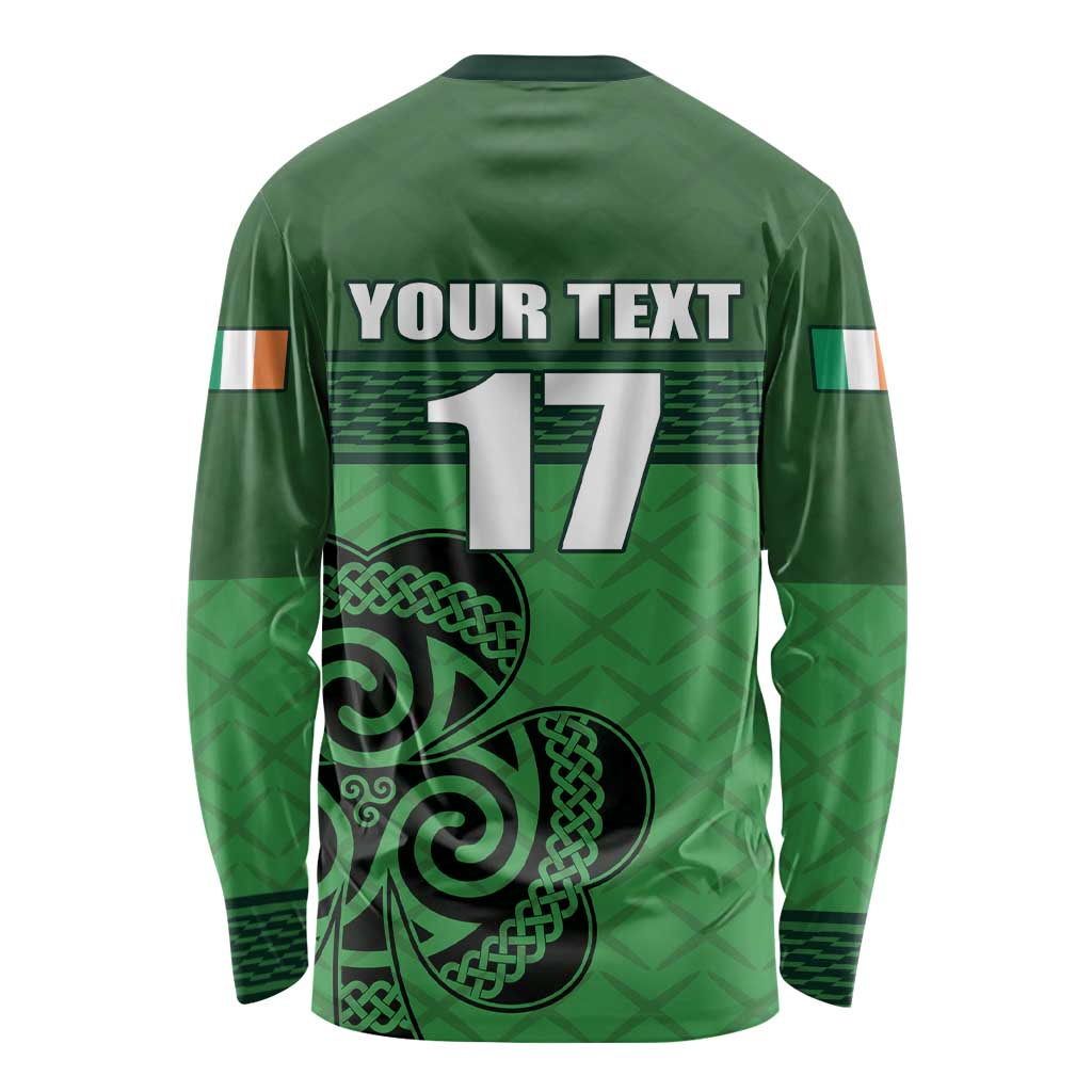 Custom Ireland Football Long Sleeve Shirt Celtic Knot with Shamrock