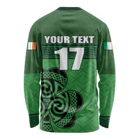 Custom Ireland Football Long Sleeve Shirt Celtic Knot with Shamrock