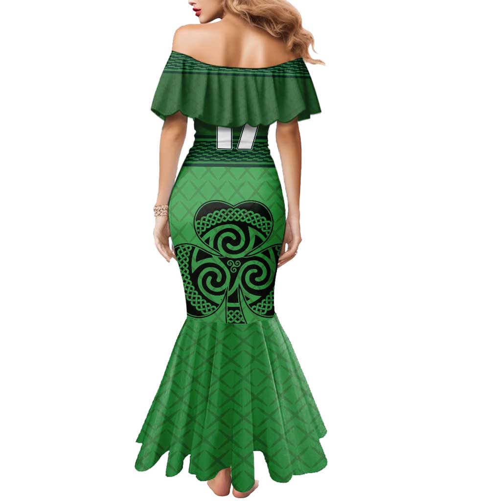 Custom Ireland Football Mermaid Dress Celtic Knot with Shamrock