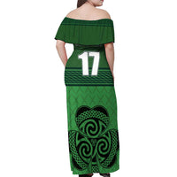 Custom Ireland Football Off Shoulder Maxi Dress Celtic Knot with Shamrock