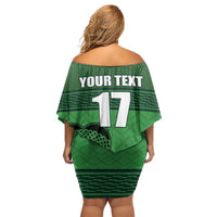 Custom Ireland Football Off Shoulder Short Dress Celtic Knot with Shamrock