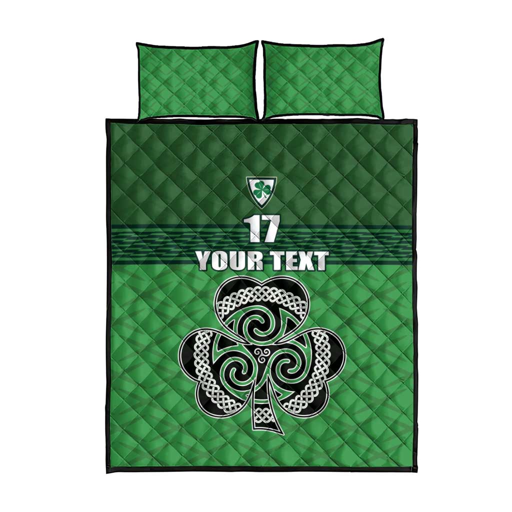 Custom Ireland Football Quilt Bed Set Celtic Knot with Shamrock
