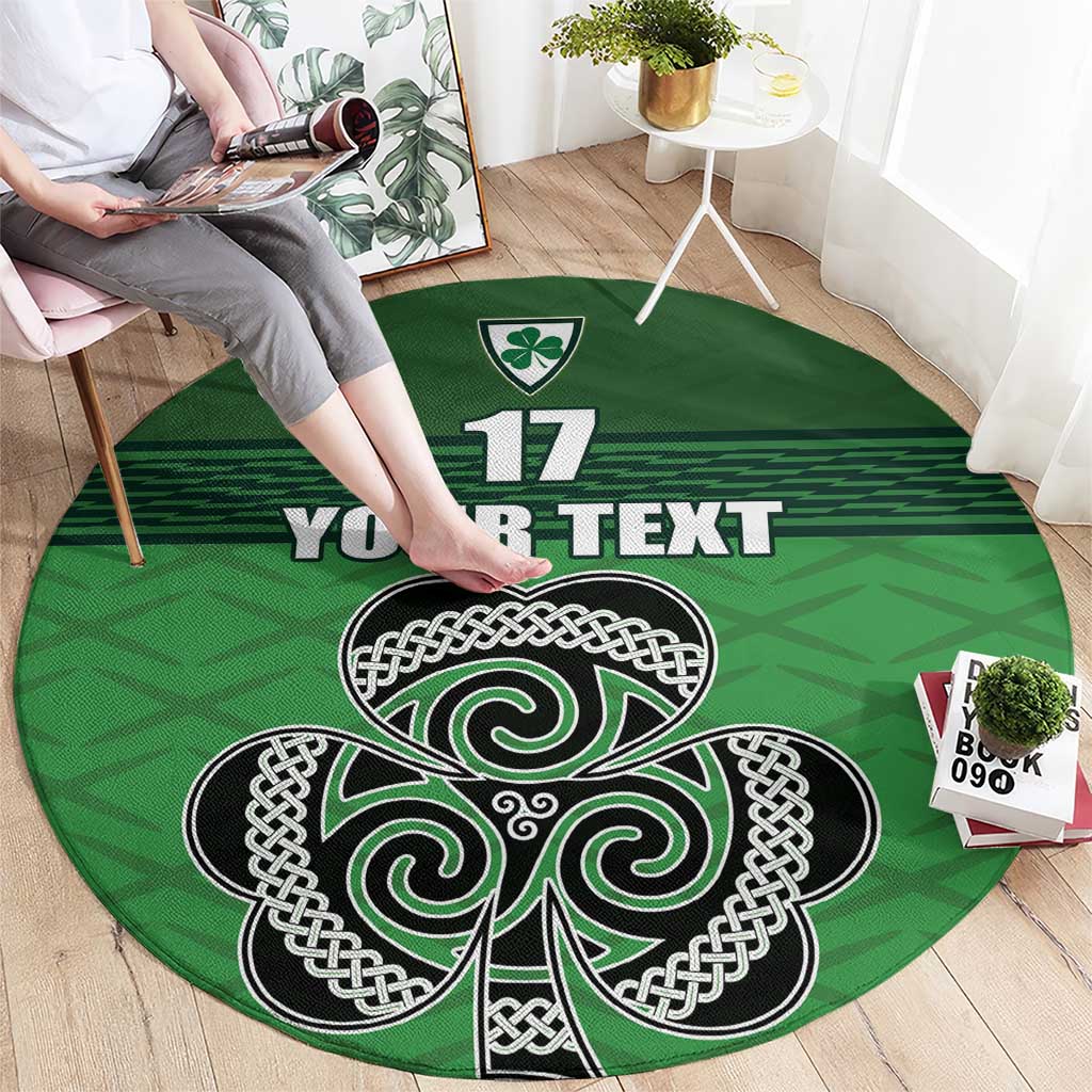 Custom Ireland Football Round Carpet Celtic Knot with Shamrock