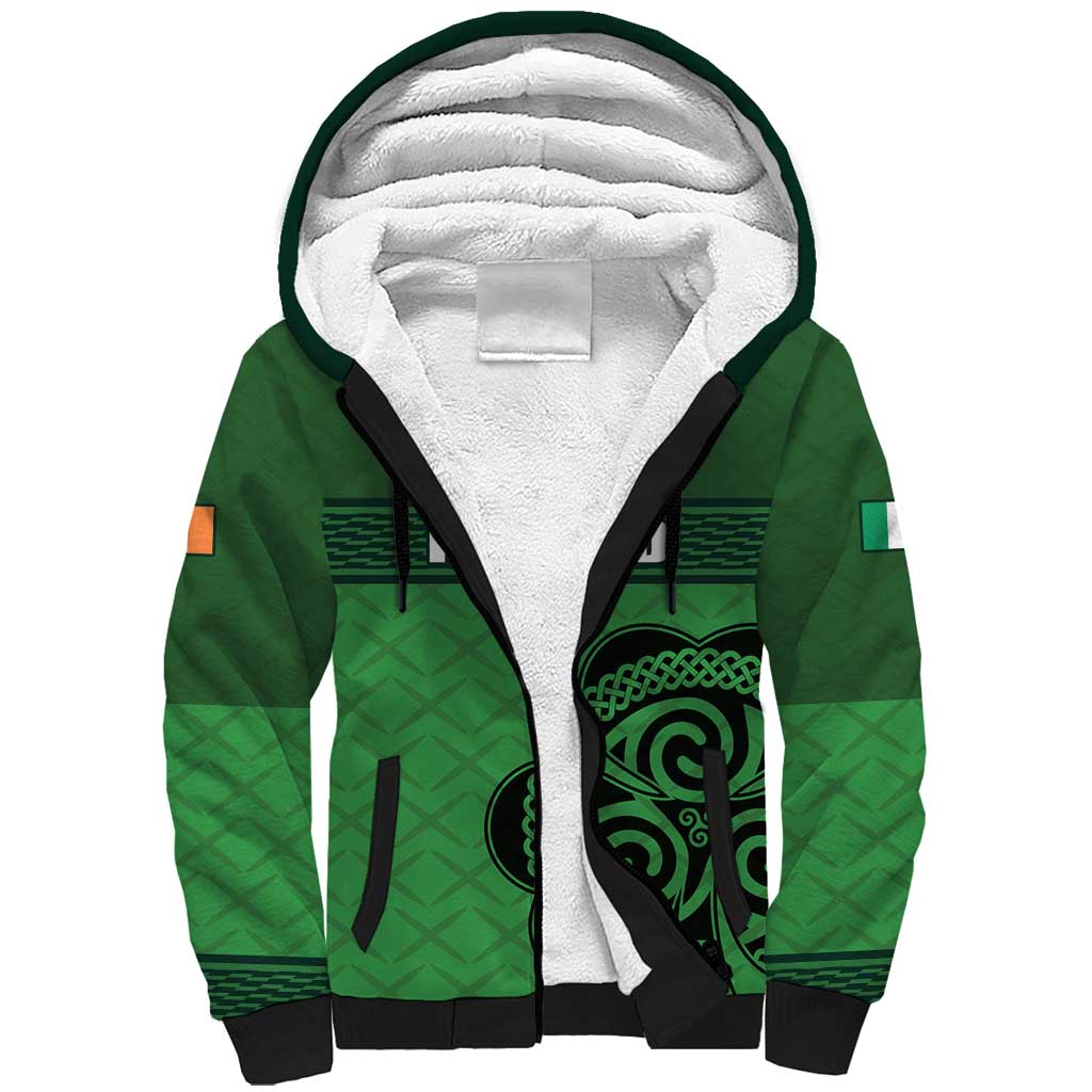 Custom Ireland Football Sherpa Hoodie Celtic Knot with Shamrock