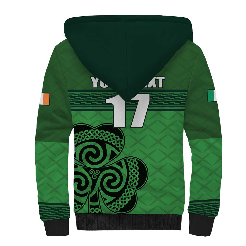 Custom Ireland Football Sherpa Hoodie Celtic Knot with Shamrock