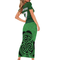Custom Ireland Football Short Sleeve Bodycon Dress Celtic Knot with Shamrock
