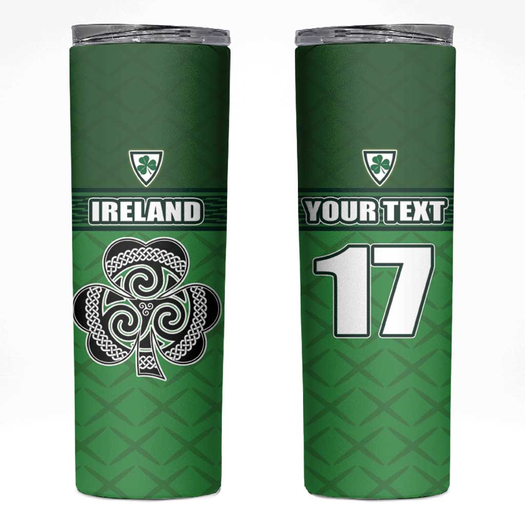 Custom Republic of Ireland Football Skinny Tumbler Celtic Knot with Shamrock