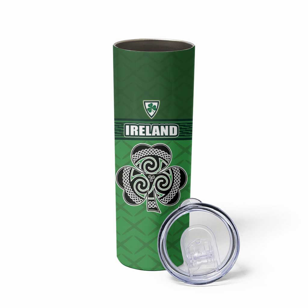 Custom Republic of Ireland Football Skinny Tumbler Celtic Knot with Shamrock
