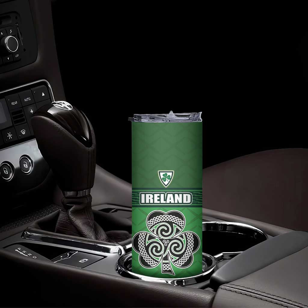 Custom Republic of Ireland Football Skinny Tumbler Celtic Knot with Shamrock