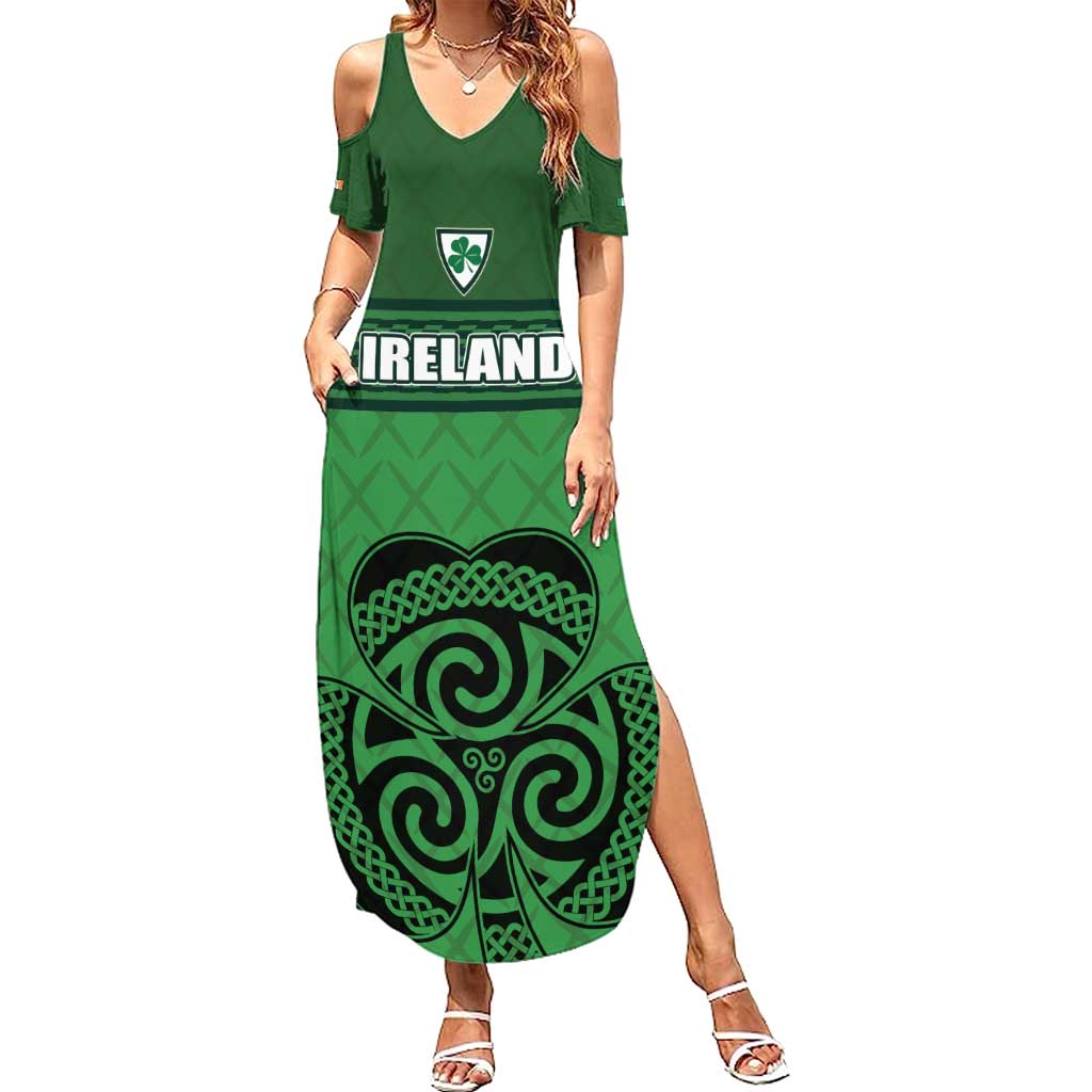 Custom Ireland Football Summer Maxi Dress Celtic Knot with Shamrock