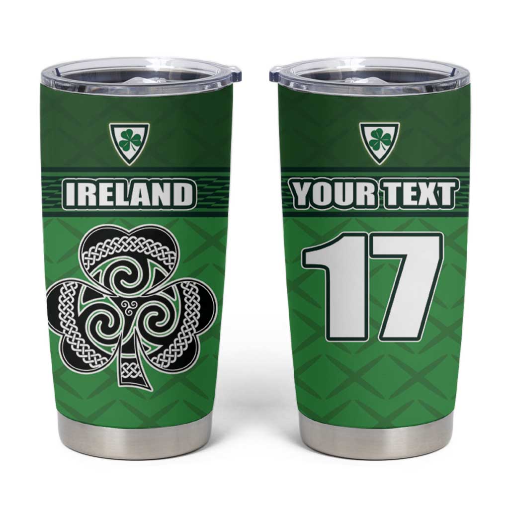 Custom Republic of Ireland Football Tumbler Cup Celtic Knot with Shamrock
