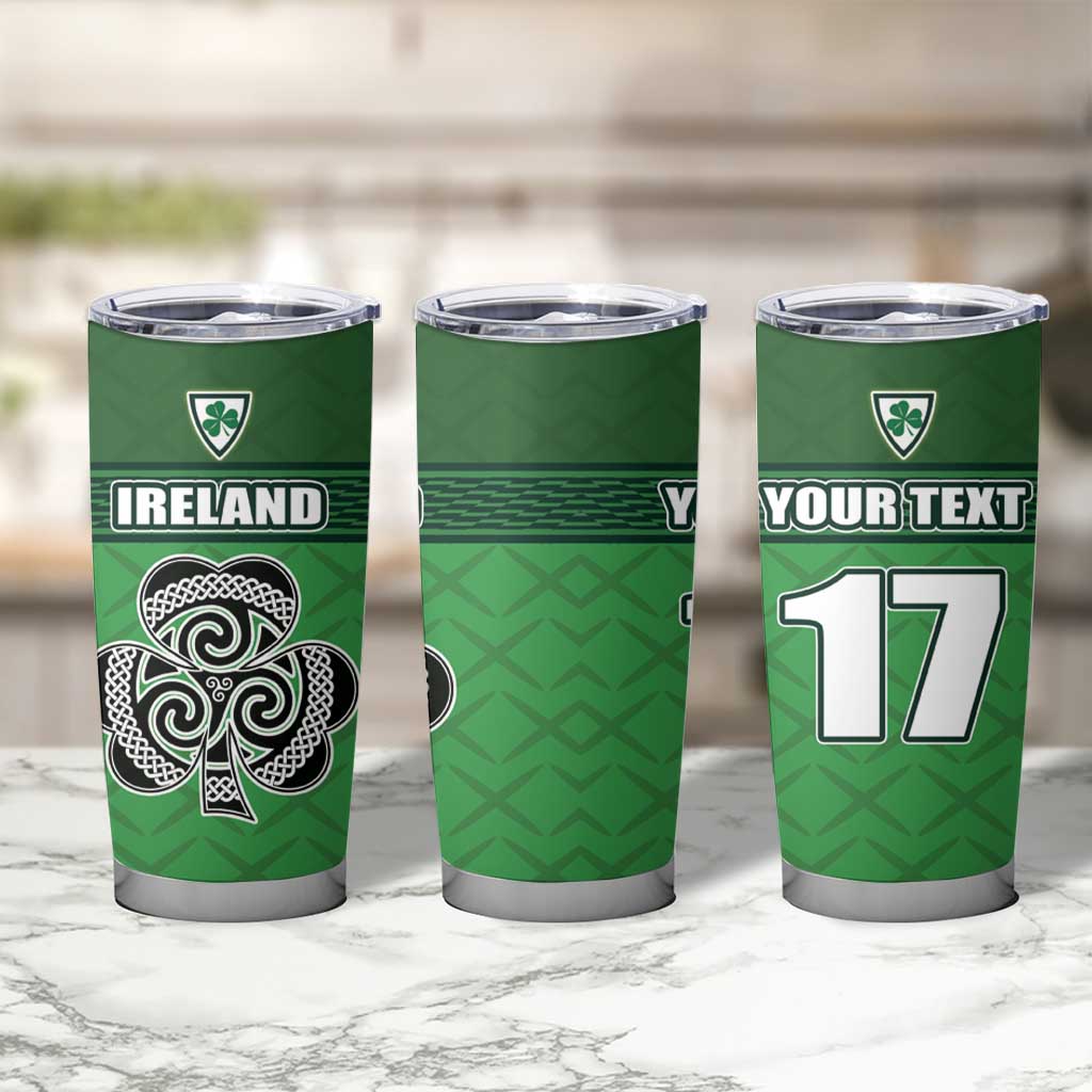 Custom Republic of Ireland Football Tumbler Cup Celtic Knot with Shamrock