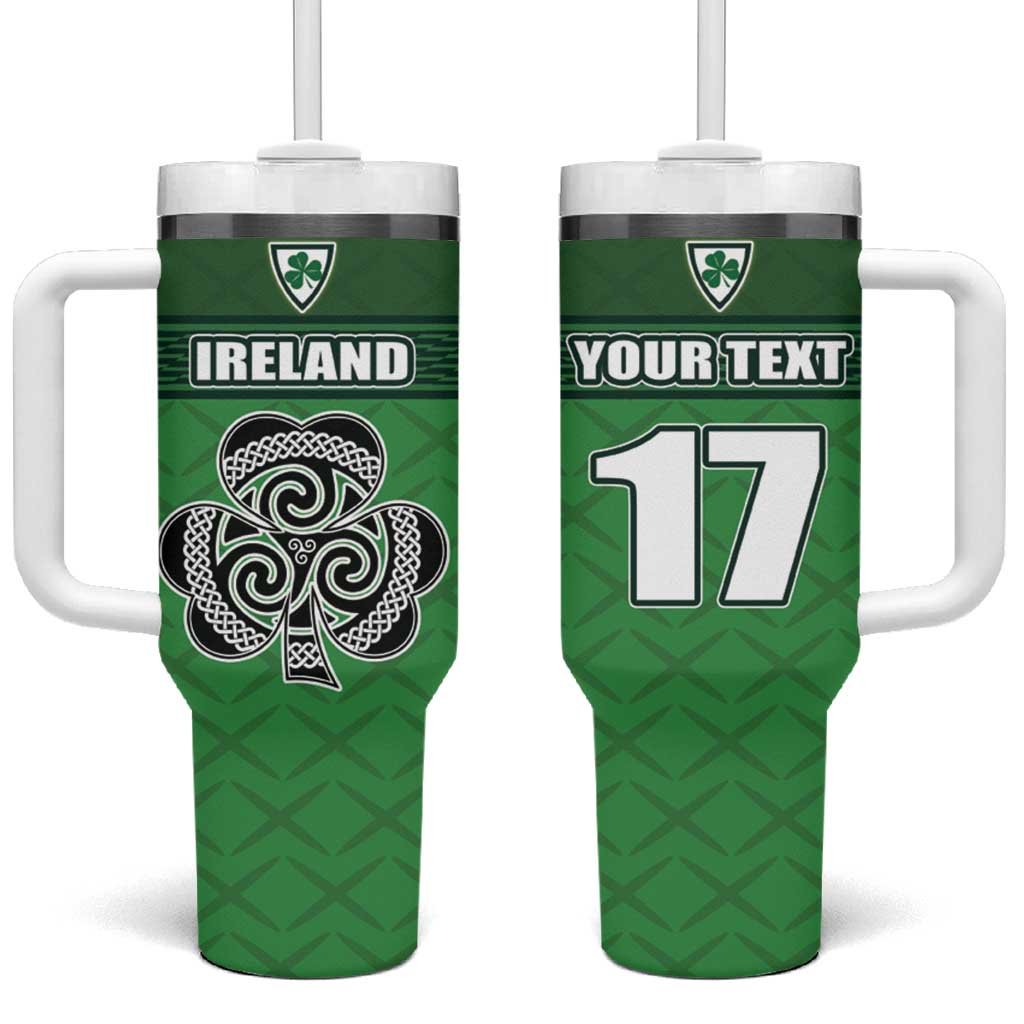 Custom Republic of Ireland Football Tumbler With Handle Celtic Knot with Shamrock