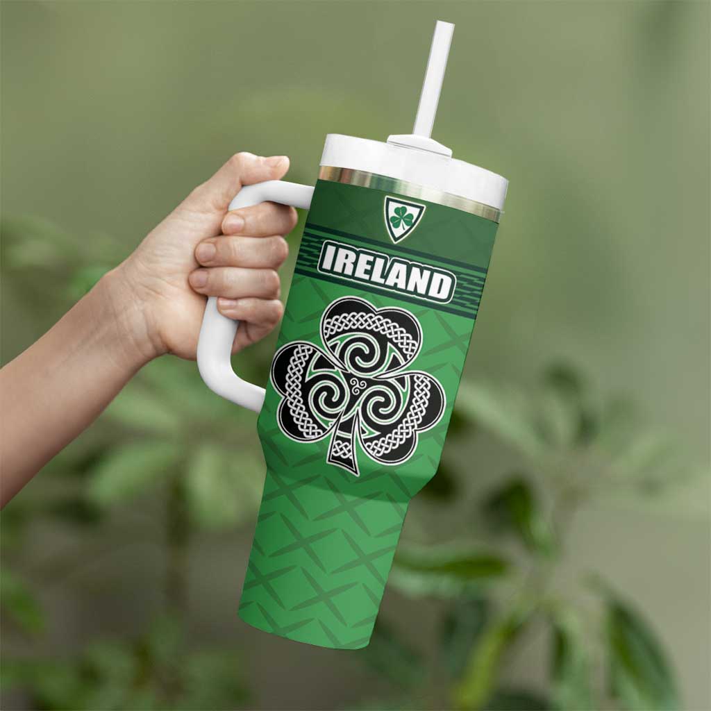 Custom Republic of Ireland Football Tumbler With Handle Celtic Knot with Shamrock