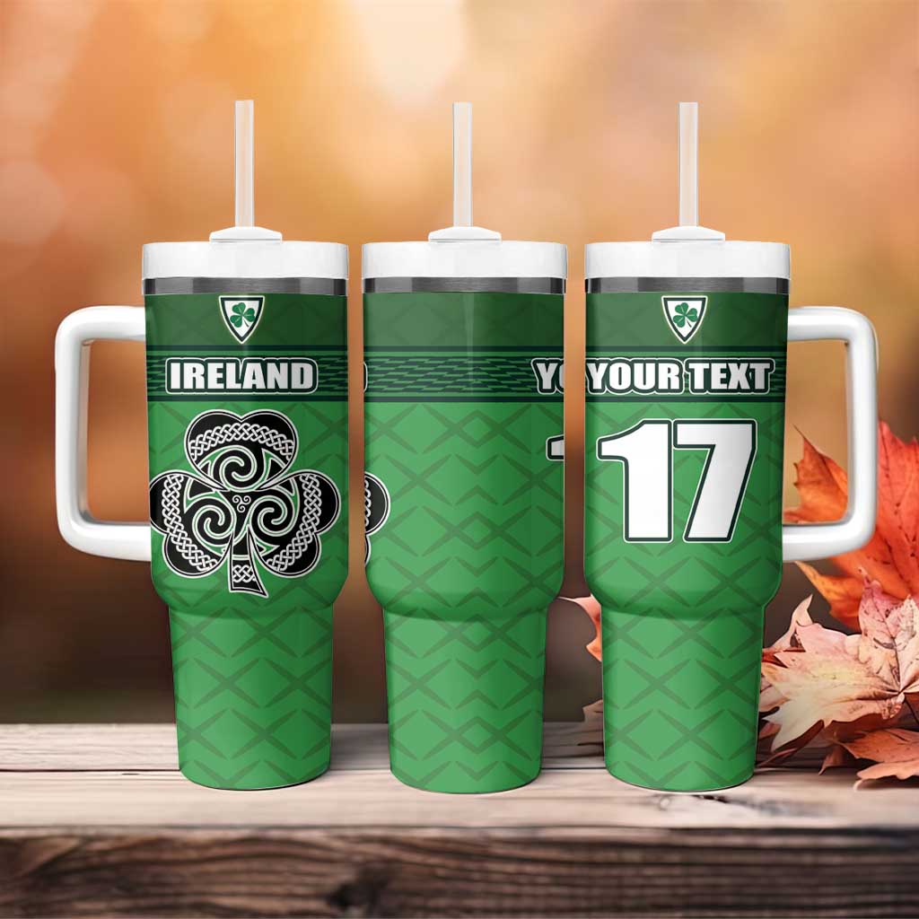Custom Republic of Ireland Football Tumbler With Handle Celtic Knot with Shamrock