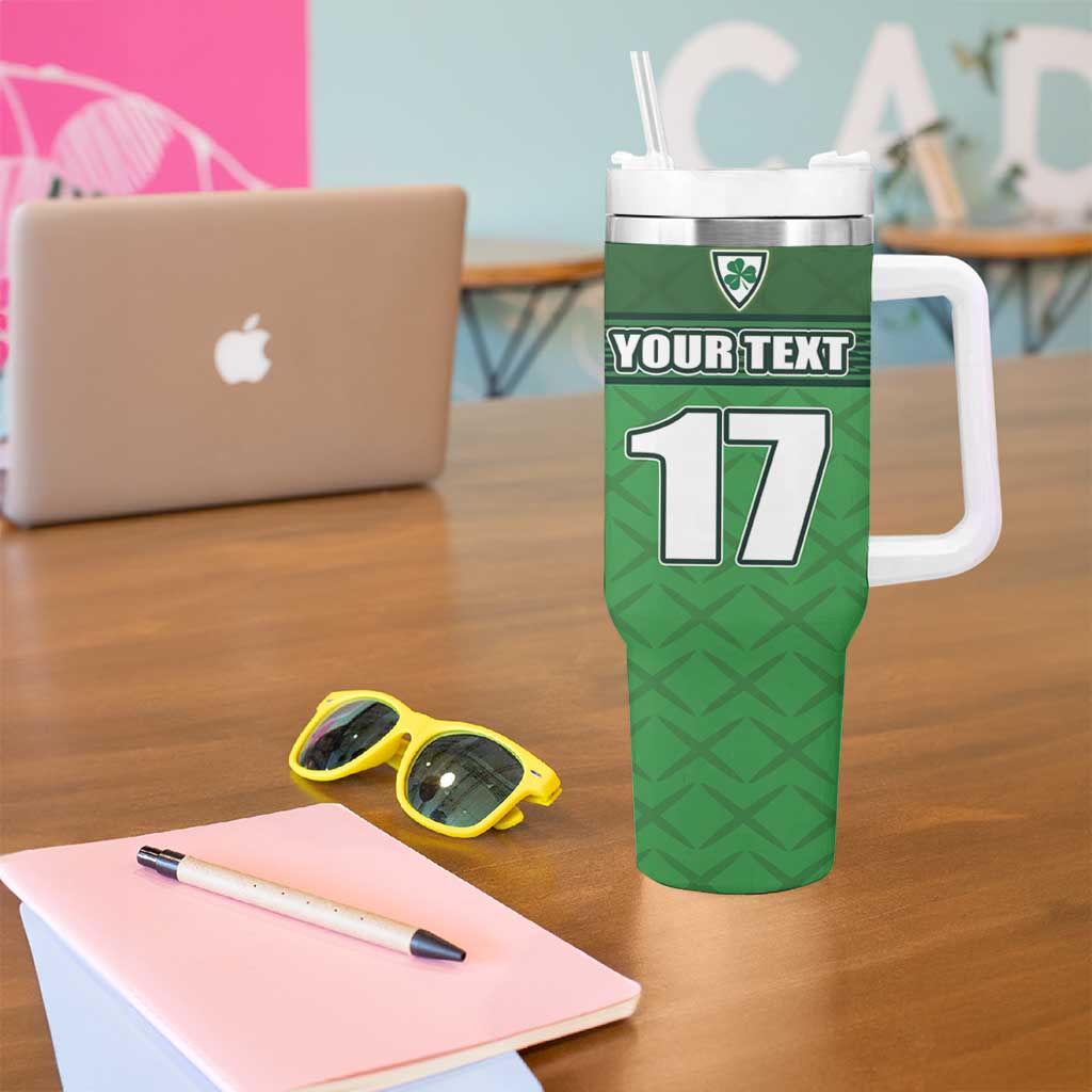 Custom Republic of Ireland Football Tumbler With Handle Celtic Knot with Shamrock
